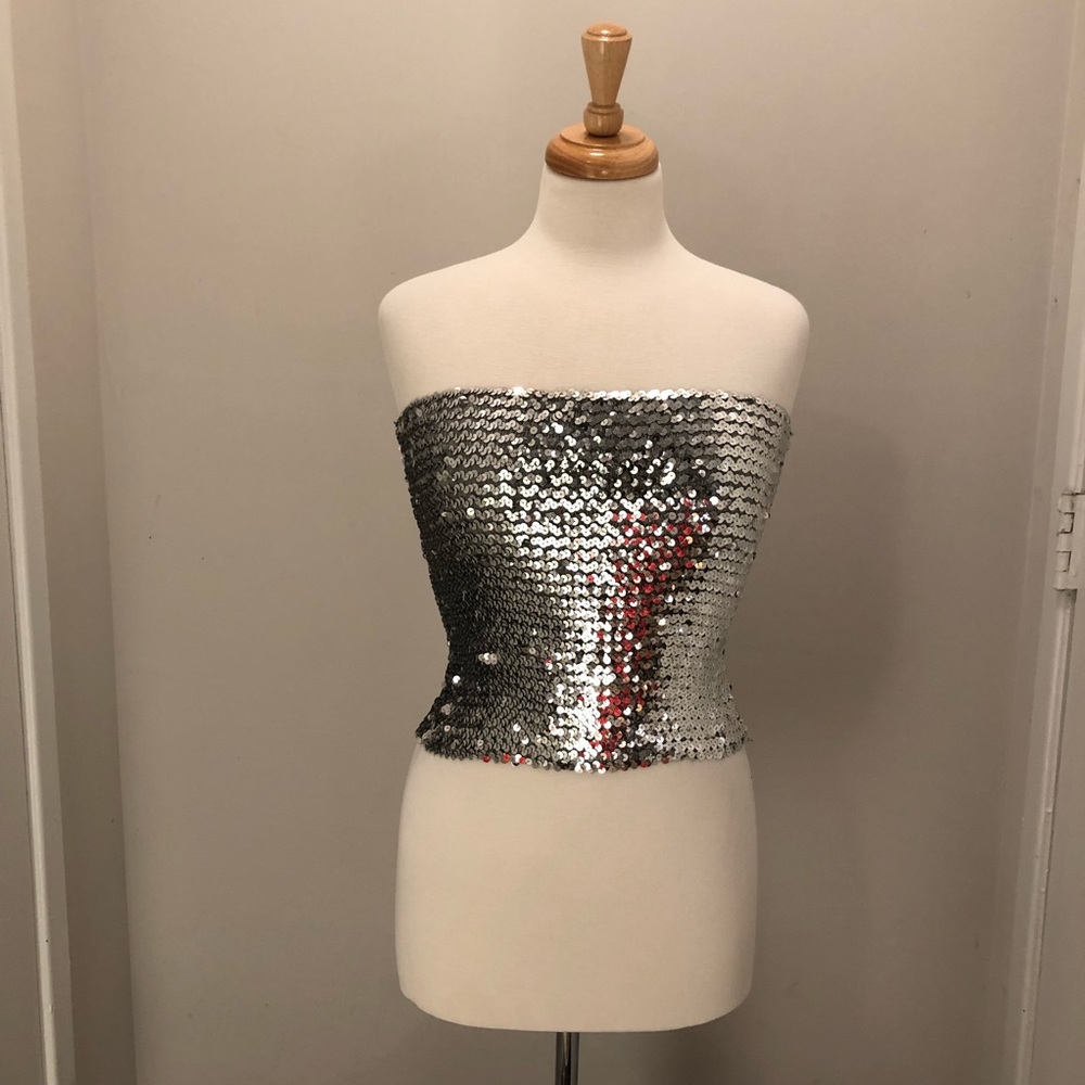 Silver Sequins Tube Top